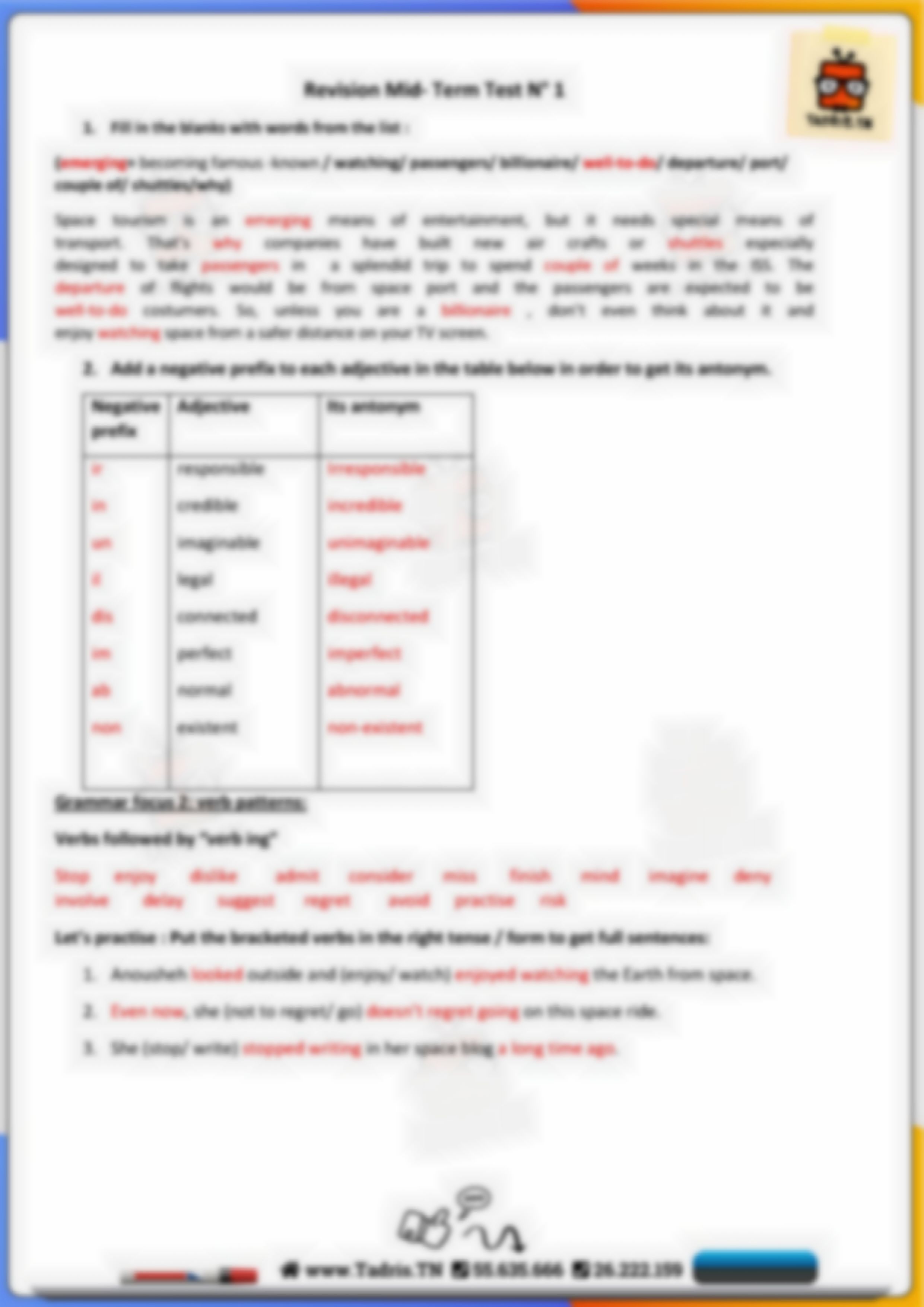 Types Of Compound Adjectives Grammar Summaries Bac Sc Exp Enregistrement